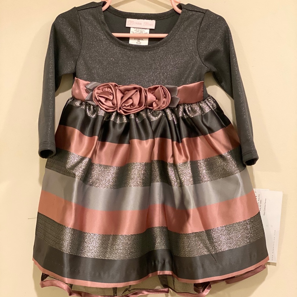 Bonnie Baby Mauve and Silver Dress 18 months